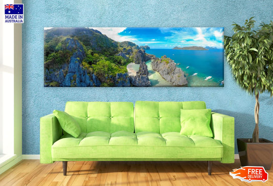 Panoramic Canvas Stunning Beach View High Quality 100% Australian made wall Canvas Print ready to hang