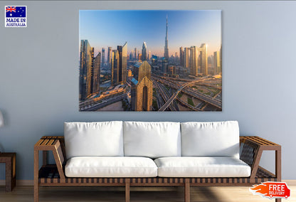 Dubai City Skyline Sunset View Photograph Print 100% Australian Made