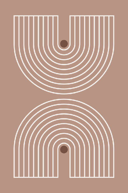 Brown Circles Geometric Line Art Abstract Design Print 100% Australian Made