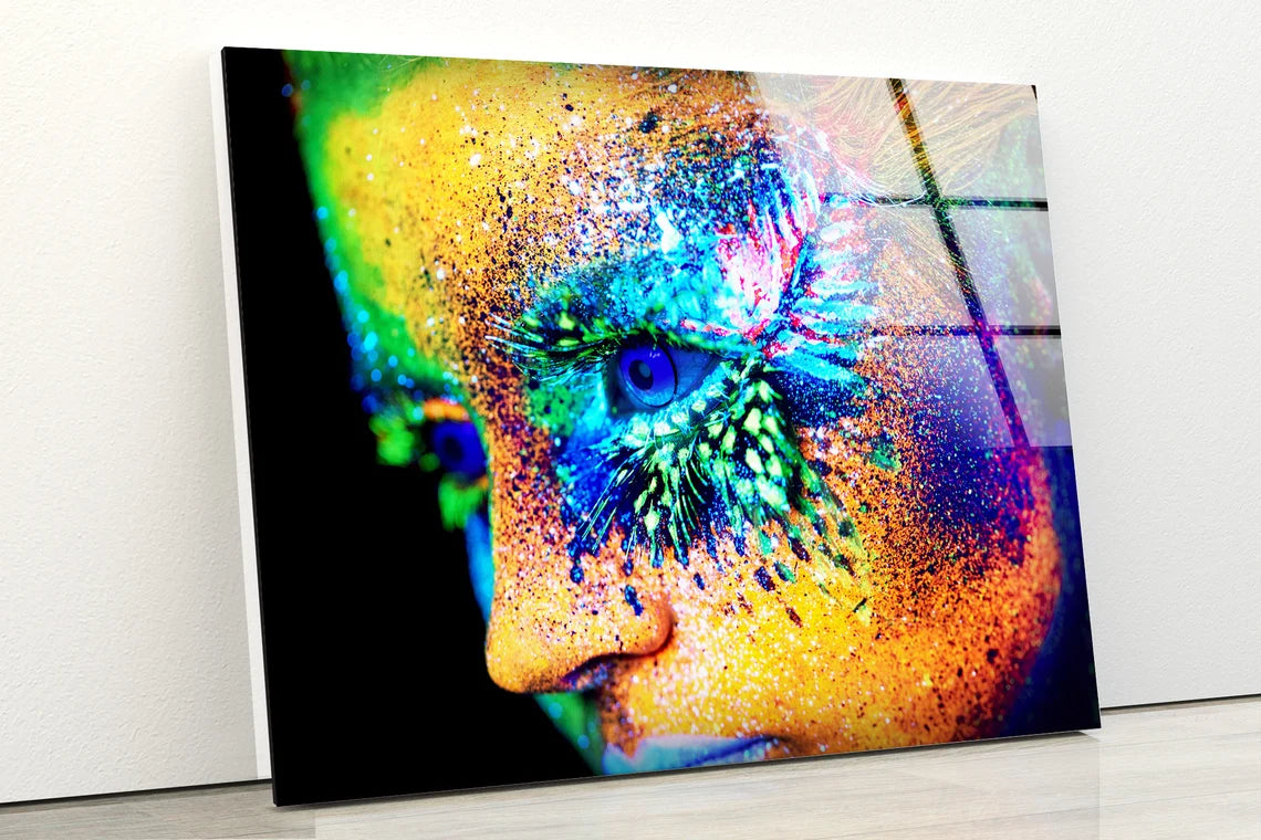 Girl with Colorful Body Paint Acrylic Glass Print Tempered Glass Wall Art 100% Made in Australia Ready to Hang