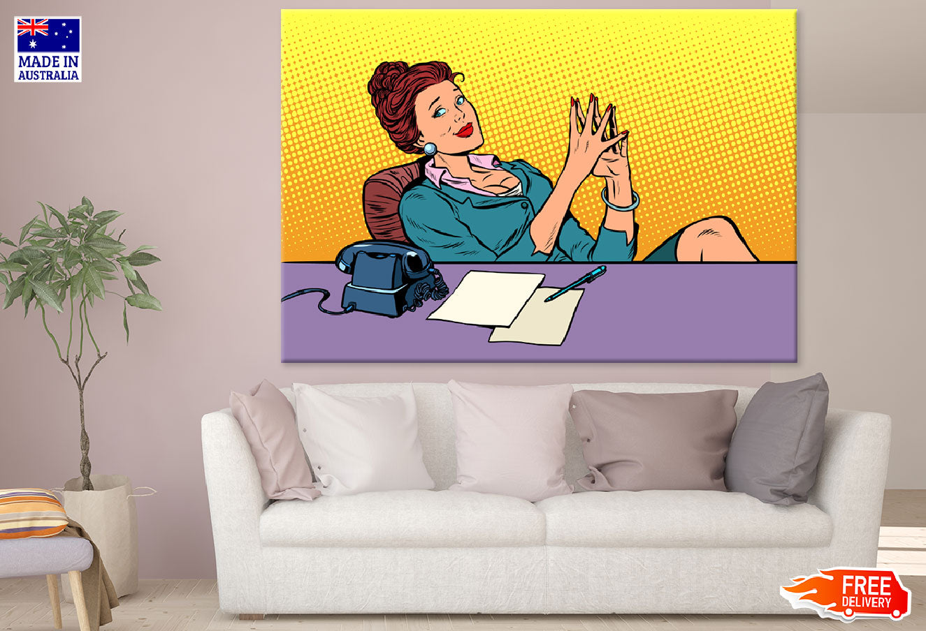 Office Girl In Office Illustration Print 100% Australian Made