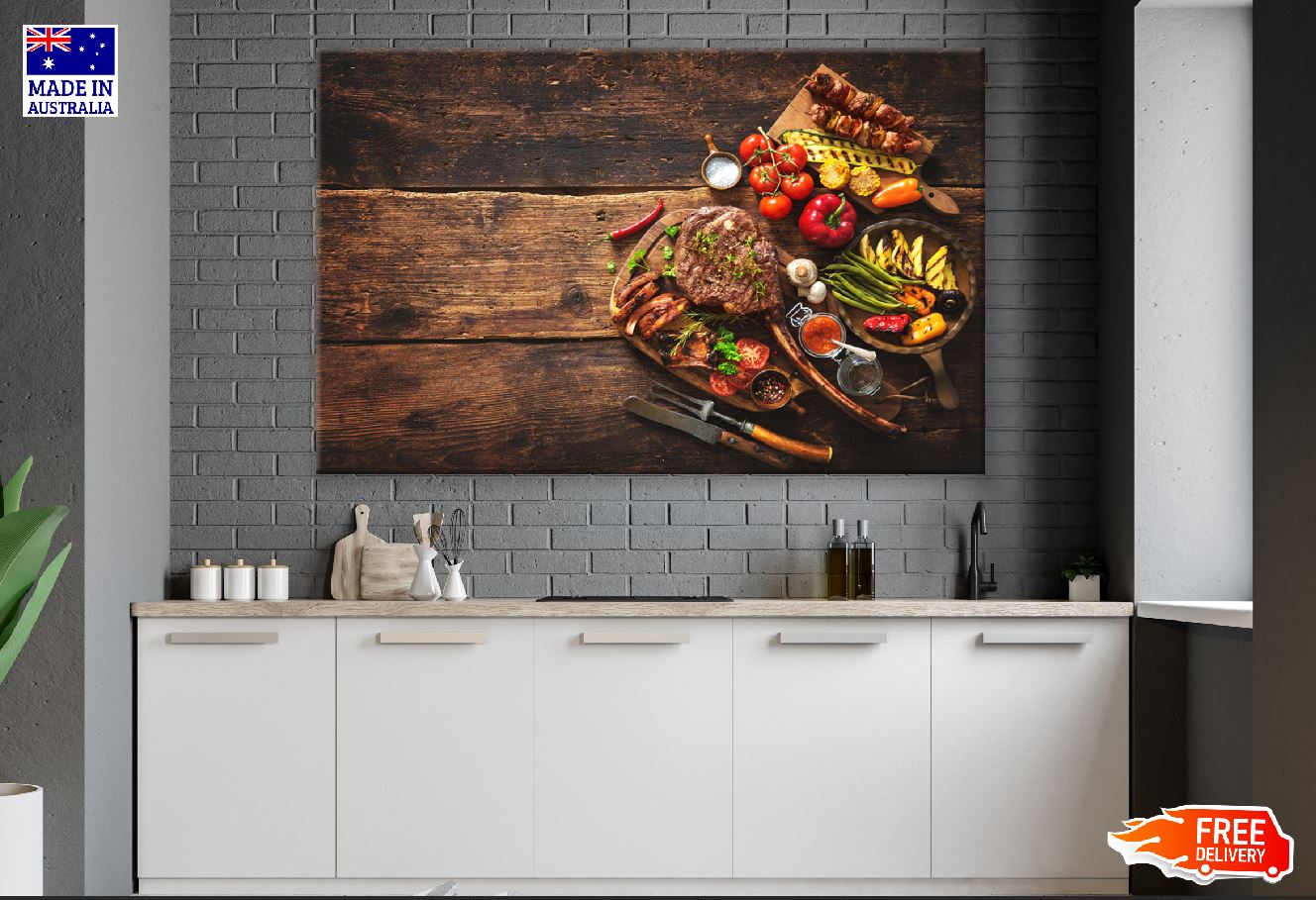 Grilled Meat and Vegetables Photograph Print 100% Australian Made