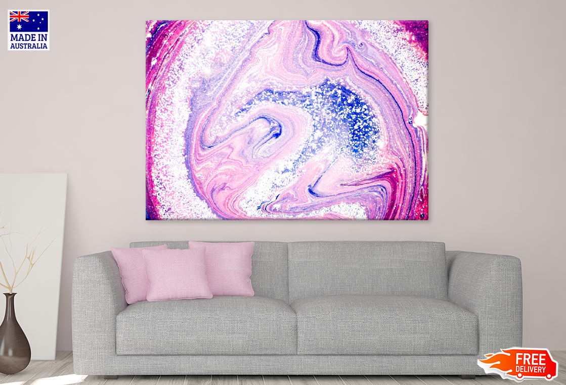 White Pink & Blue Abstract Design Print 100% Australian Made