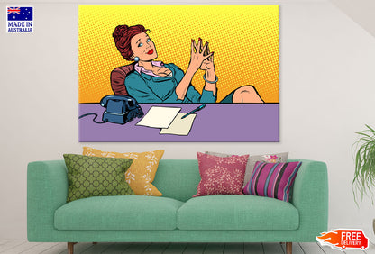 Office Girl In Office Illustration Print 100% Australian Made