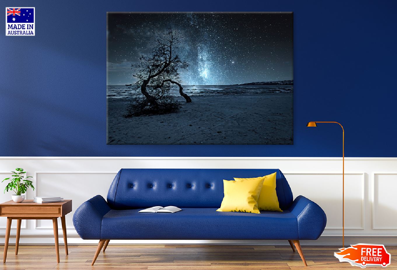 Dead Trees on Sea Shore Night Photograph Print 100% Australian Made