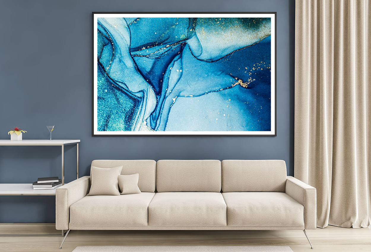 Blue & White Abstract Design Home Decor Premium Quality Poster Print Choose Your Sizes