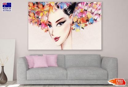 Woman with Flower Headdress Abstract Watercolor Painting Print 100% Australian Made