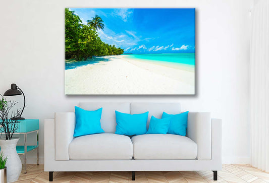 Bella Home White Sandy Sea & Blue Sky Print Canvas Ready to hang