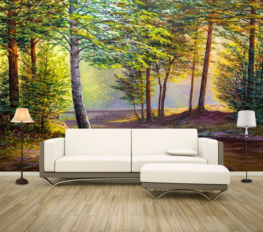 Wallpaper Murals Peel and Stick Removable Forest Painting High Quality