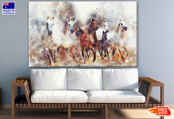 Running Horses Watercolour Painting Print 100% Australian Made