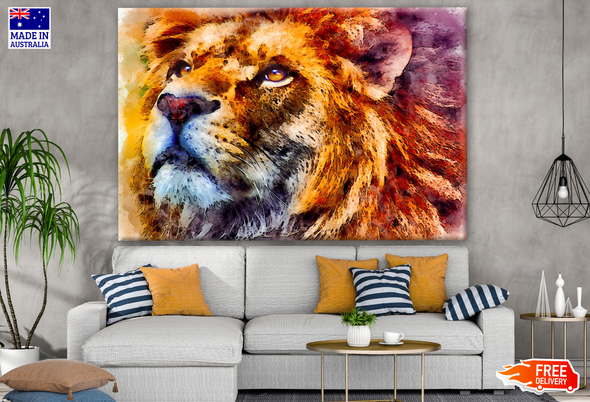 Colourful Lion Portrait Painting Print 100% Australian Made