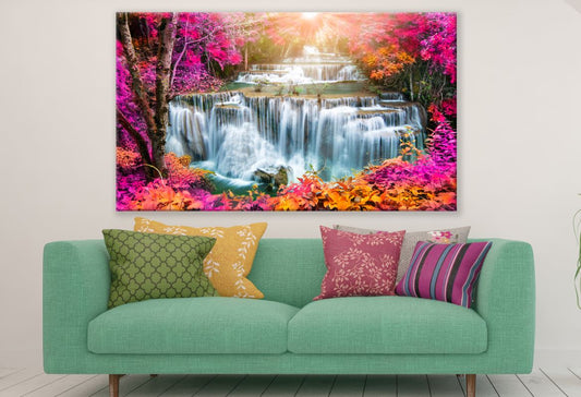 Stunning Waterfall with Colourful Forest Photograph Print 100% Australian Made