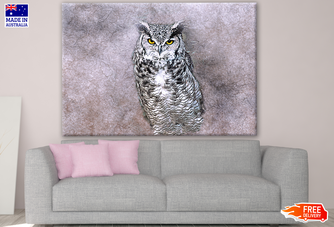 Owl Portrait with Orange Eyes Photograph Print 100% Australian Made