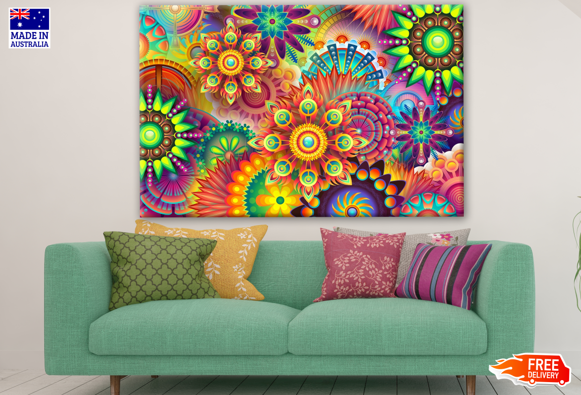 Abstract Combination of Various Cheerful Colors & Shapes Design Print 100% Australian Made