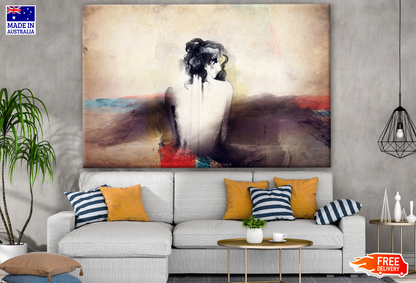 Girl Sitting View From Behind Painting Print 100% Australian Made