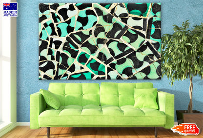 Abstract Green Black Tile Design Print 100% Australian Made