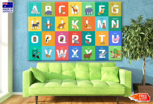 Alphabet with Animals Nursery & Kids Art Print 100% Australian Made