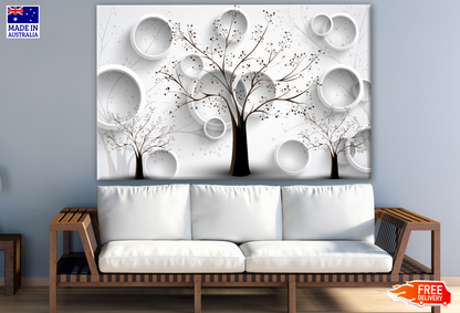 3D Trees & Circle B&W Design Print 100% Australian Made