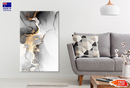 Black Grey & Gold Splash Abstract Design Print 100% Australian Made