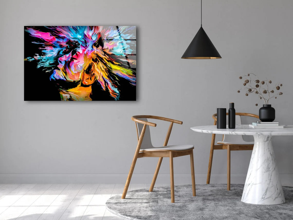 Man & Abstract Painting Design Acrylic Glass Print Tempered Glass Wall Art 100% Made in Australia Ready to Hang