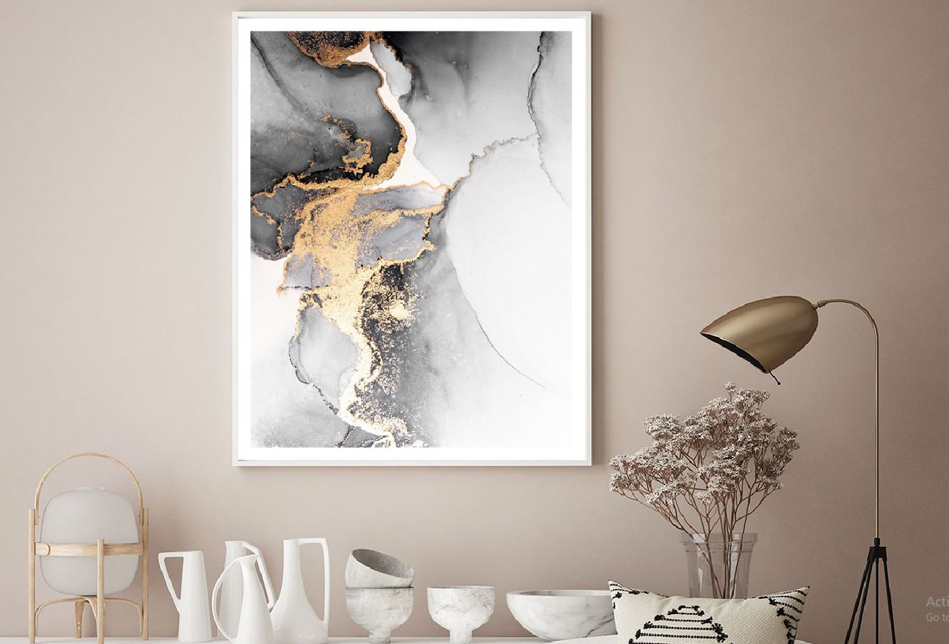 Black Grey & Gold Splash Abstract Design Home Decor Premium Quality Poster Print Choose Your Sizes