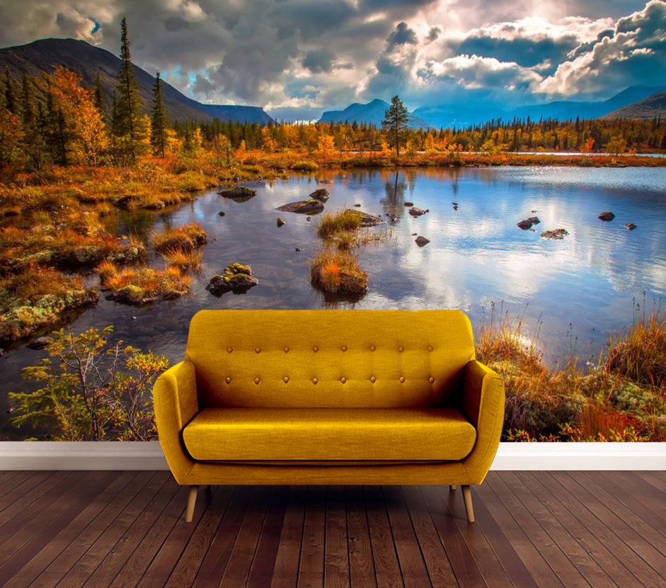 Wallpaper Murals Peel and Stick Removable Stunning Lake Scenery View High Quality