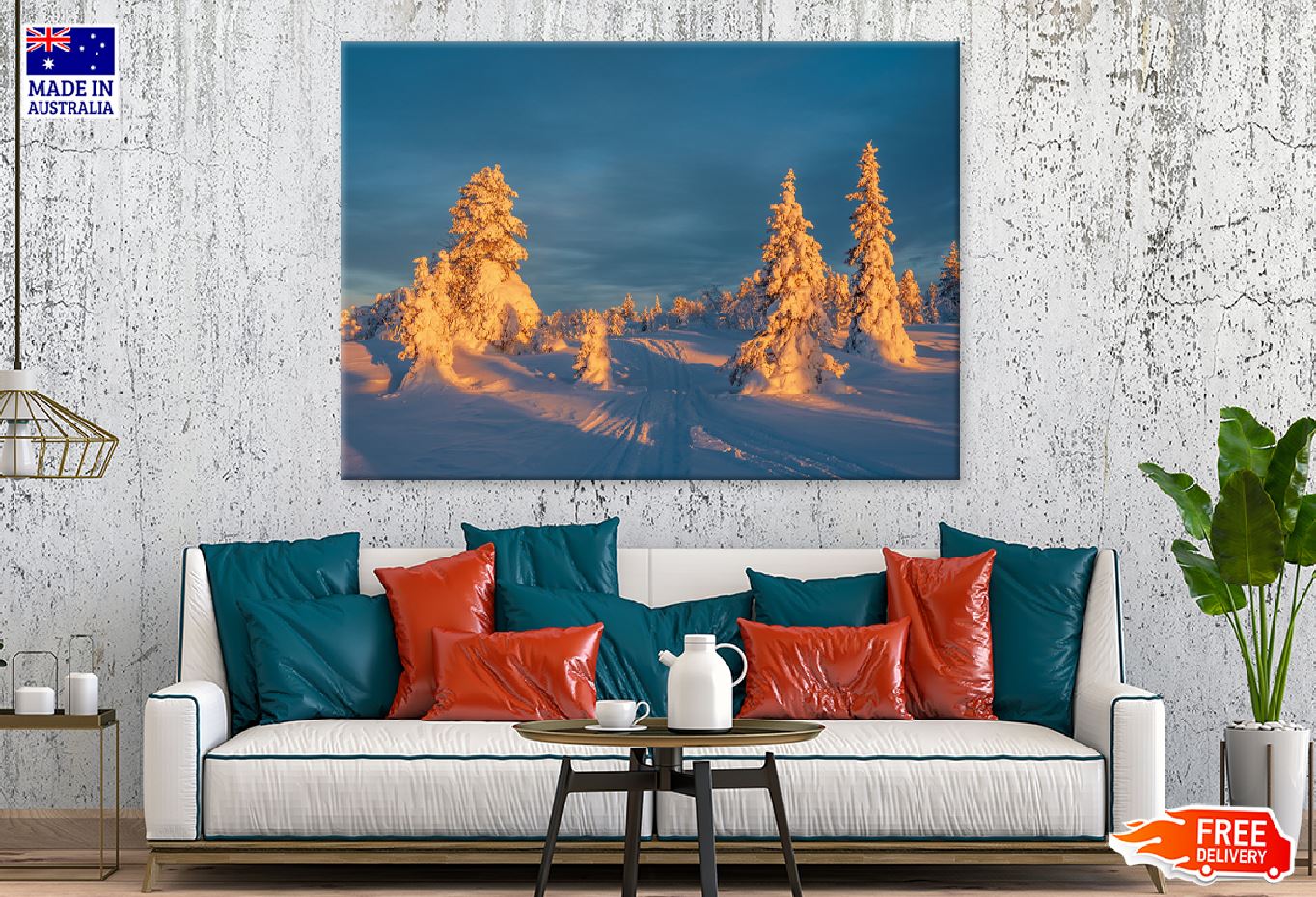 Snow Covered Fir Trees Sunrise Photograph Print 100% Australian Made