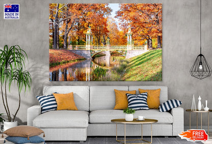 Bridge Over Canal in Park Photograph Print 100% Australian Made