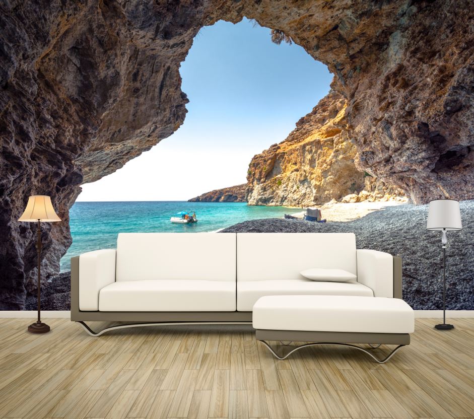 Wallpaper Murals Peel and Stick Removable Beach Cave High Quality