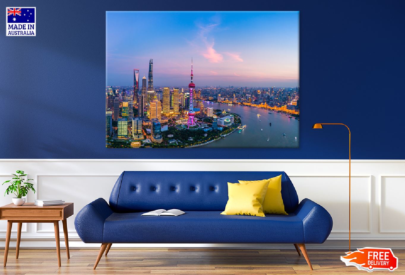 Shanghai Skyline View Night Photograph China Print 100% Australian Made