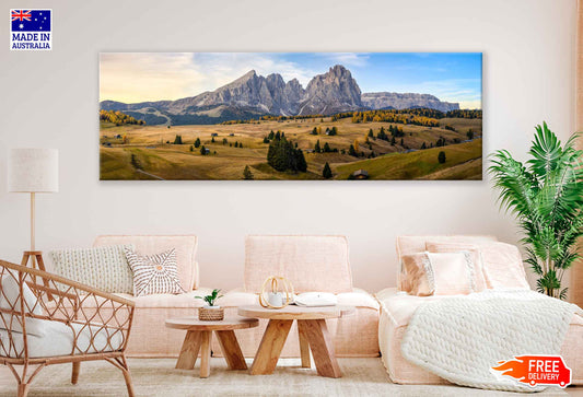 Panoramic Canvas Mountain & Hill View Scenery Photograph High Quality 100% Australian Made Wall Canvas Print Ready to Hang