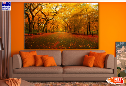 Road Covered by Autumn Tree Leaves Photograph Print 100% Australian Made