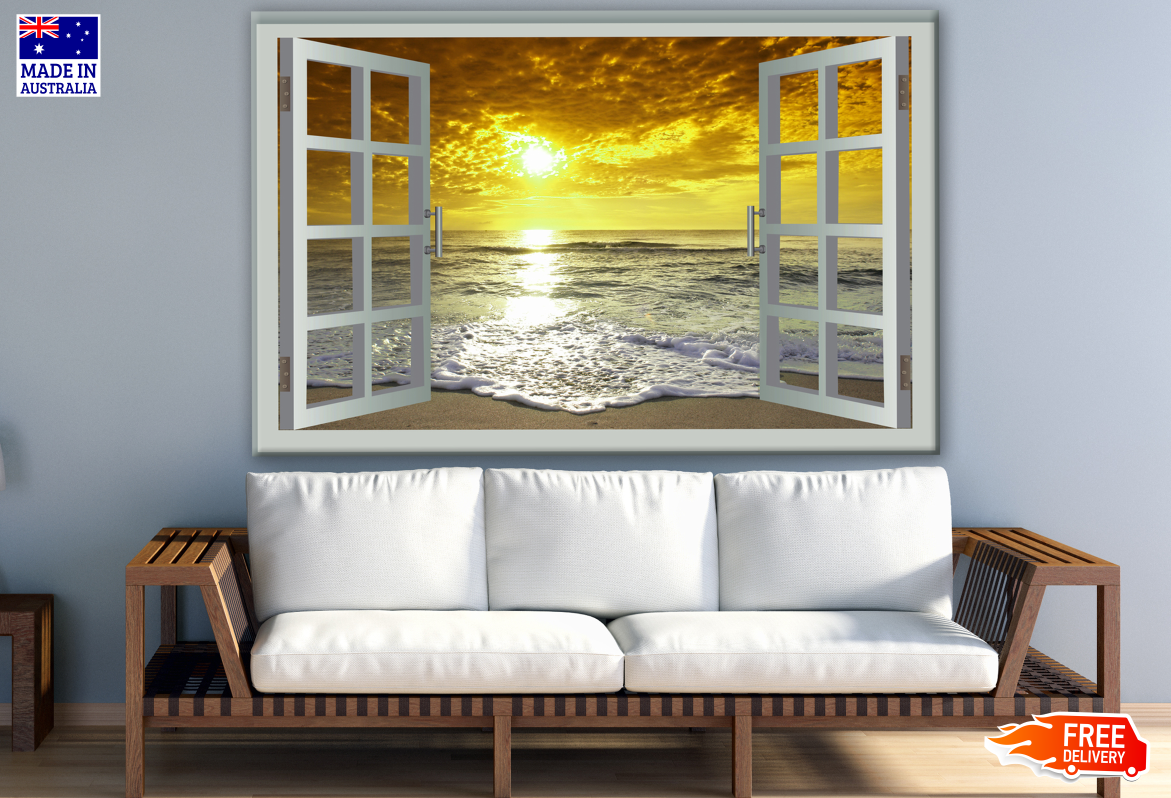 Sunset Over Beach View from Window Photograph Print 100% Australian Made