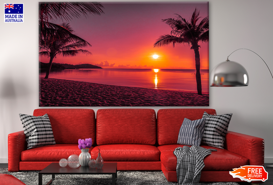 Stunning Beach & Red Sky Sunset View Photograph Print 100% Australian Made