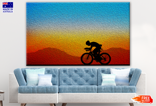 Bicycle Rider with Mountain View Print 100% Australian Made