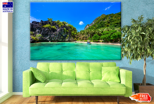 Stunning Beach View with Island Photograph Print 100% Australian Made