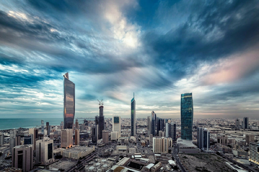 Kuwait City Dark Sky Clouds View Photograph Print 100% Australian Made