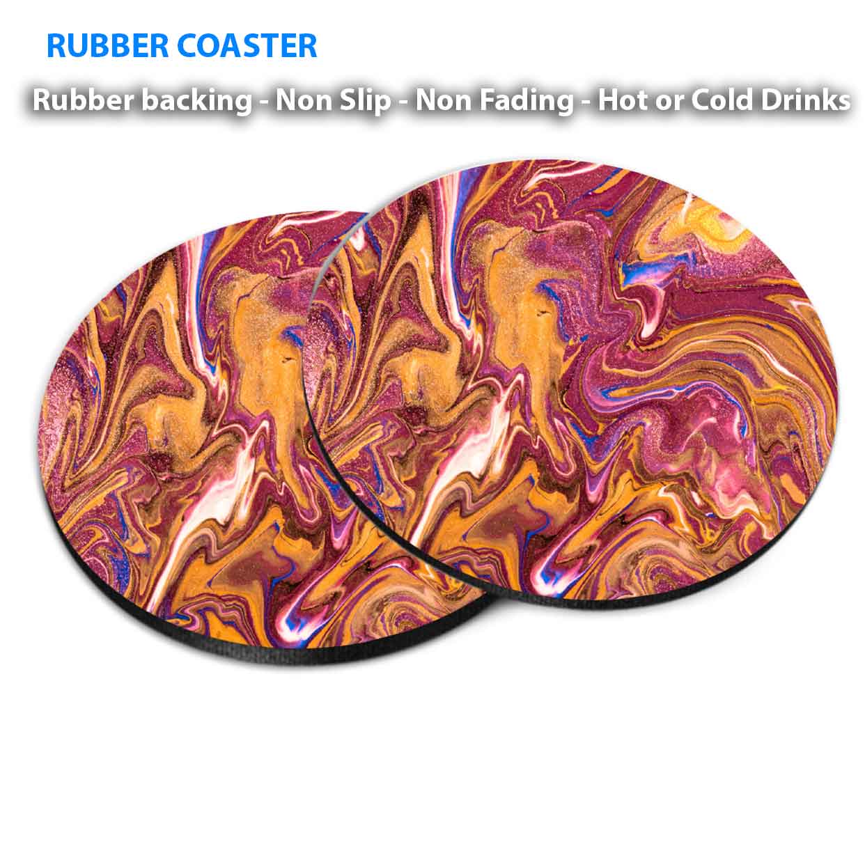 Pink Brush Strokes Abstract Design Coasters Wood & Rubber - Set of 6 Coasters