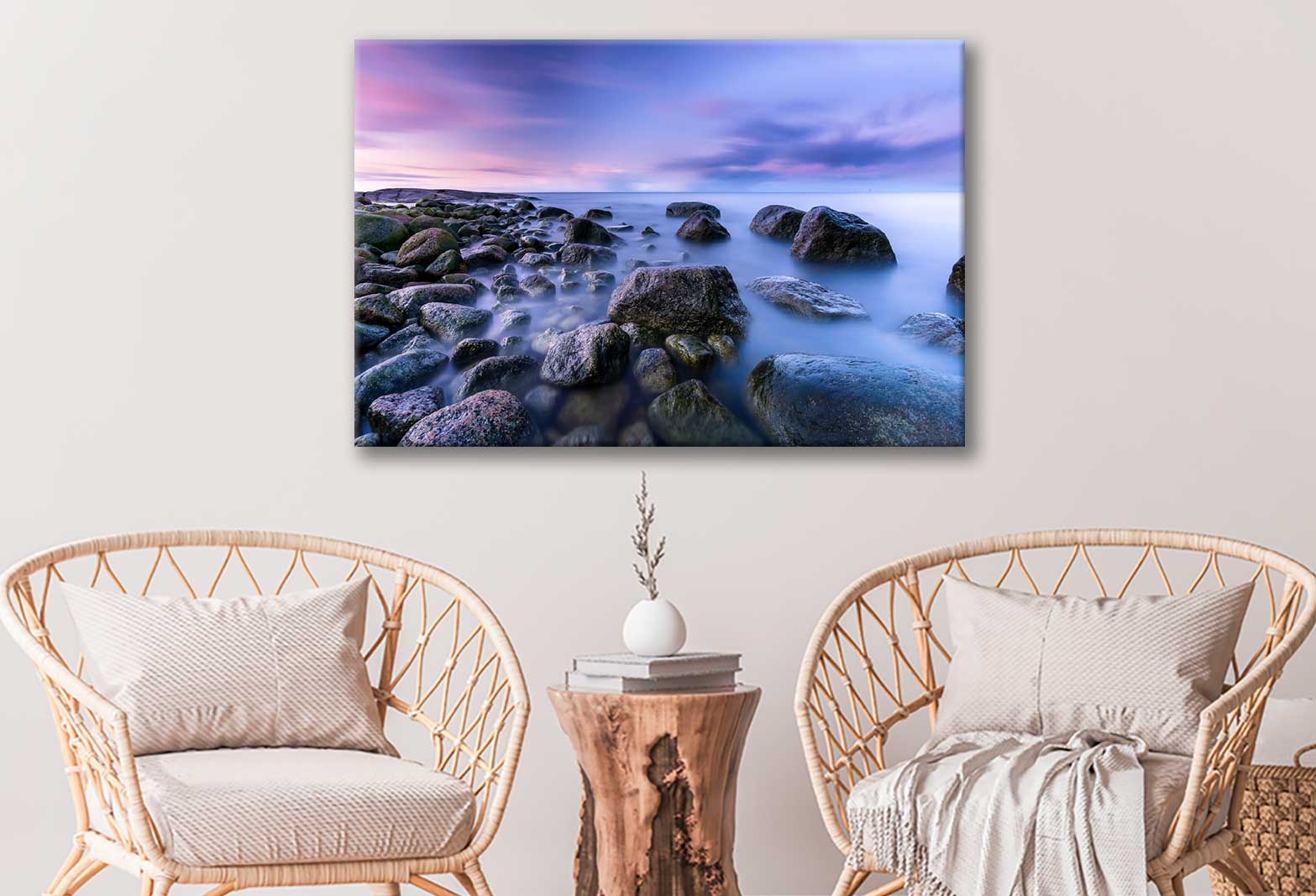 Bella Home Rocky Coast Sea With Blue Sky Print Canvas Ready to hang