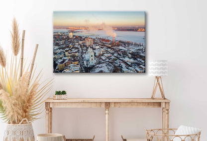 Bella Home Evening Winter View Of Voronezh Print Canvas Ready to hang