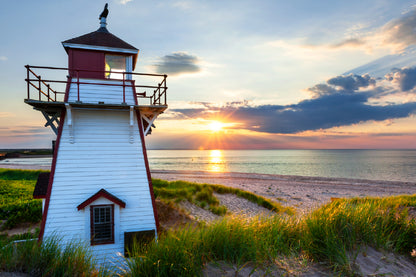 Bella Home Sunset At Covehead Harbour Lighthouse Print Canvas Ready to hang