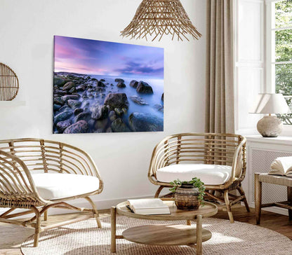 Bella Home Rocky Coast Sea With Blue Sky Print Canvas Ready to hang