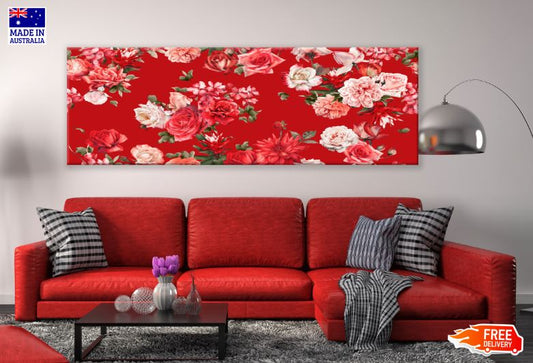 Panoramic Canvas Colorful Floral Pattern Design High Quality 100% Australian Made Wall Canvas Print Ready to Hang