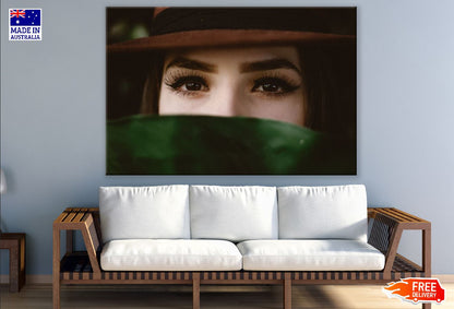 Fashion Girl Face Covered with Leaf Photograph Print 100% Australian Made