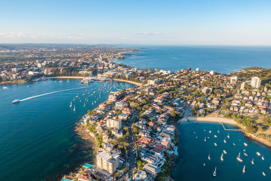 Bella Home Aerial Drone Evening View of Manly Print Canvas Ready to hang