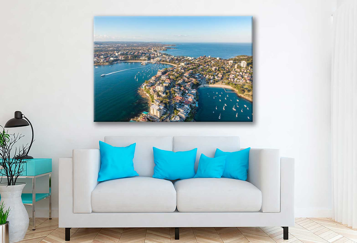 Bella Home Aerial Drone Evening View of Manly Print Canvas Ready to hang