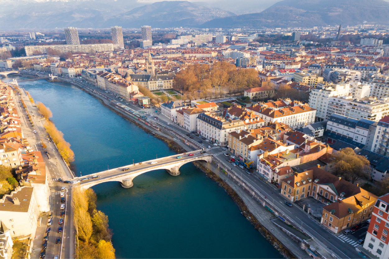 Bella Home Grenoble City With Bridge in France Print Canvas Ready to hang