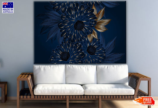 Gold & Blue Floral Design Print 100% Australian Made