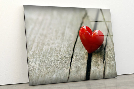 Heart Shape on Wood Photograph Acrylic Glass Print Tempered Glass Wall Art 100% Made in Australia Ready to Hang