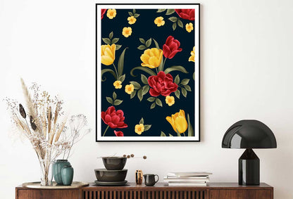 Red Yellow Flower & Leaves Vector Design Home Decor Premium Quality Poster Print Choose Your Sizes